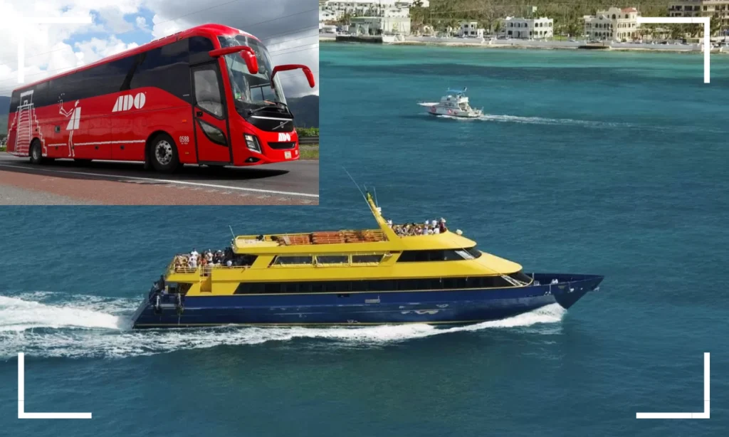 ADO bus from Cancun to Playa del Carmen, then a ferry from Playa del Carmen to Cozumel